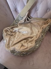 Monsoon Stones And Beads Tote Bag Good Condition With Suede Shoulder Handle