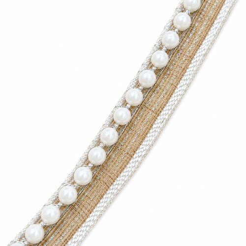 White pearl beaded trim sew - beaded,