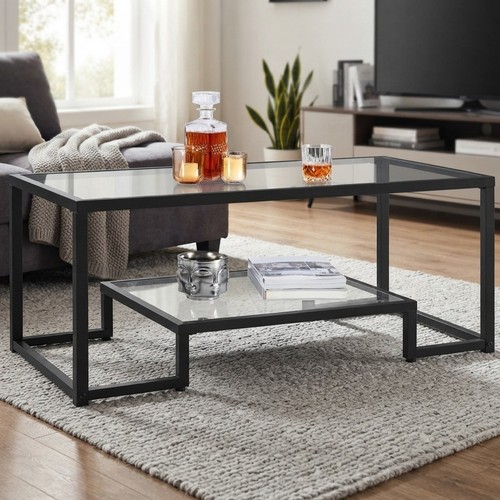 Sturdy black coffee table - table, with