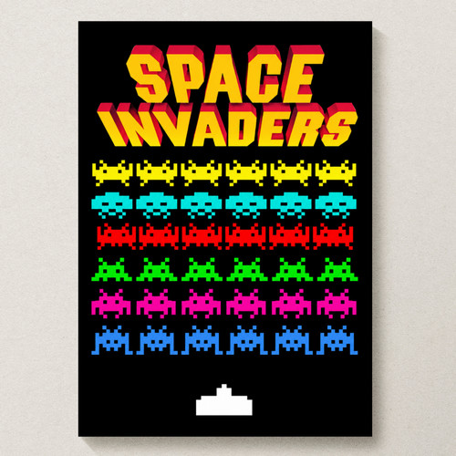 Space invaders poster print - space, a4