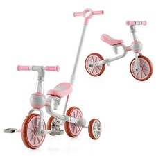 4 in 1 Kids Tricycle Toddler Balance Bike Adjustable Parent Push Handle 4 wheels