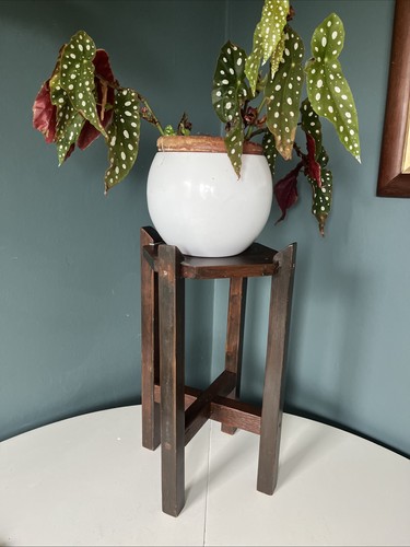 Vintage small oak plant stand - vintage,