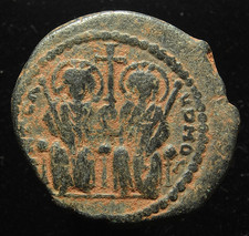 Byzantine Empire Justin II & Sophia (565-578AD), AE follis, Antioch mint - SB379