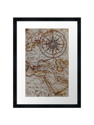 Vintage map old framed - old,