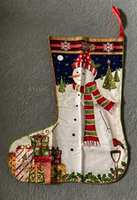 Handmade Large 21" Fabric Snowman Christmas Stocking