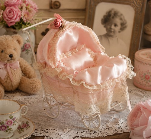 Vintage pink satin lace baby - lace,