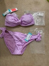 SEAFOLLY STOLLY SHINE BIKINI SIZE 14 LILAC BANDEAU TOP (ORIG £90)