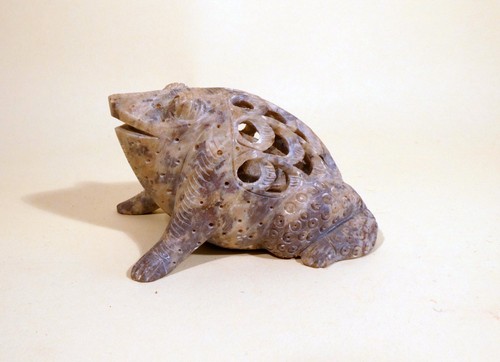 Vintage soapstone frog baby - vintage,
