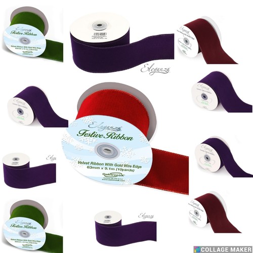 Wired edged velvet ribbon 60mm - velvet,