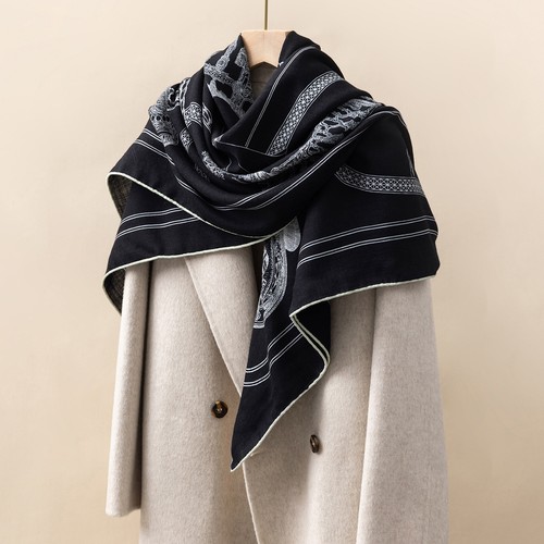 Ladies wool scarf black - scarf,