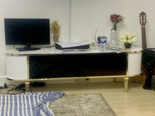 TV Stand Unit Cabinet W/ Electric Fireplace Fire Crystal Heater Flame LivingRoom