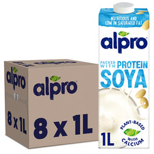 8 x 1L Alpro Protein Soya Drink Gluten Free Plant-Based With Calcium