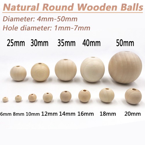 Natural round wooden beads - round,
