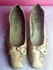 Pepe Varo Pale Yellow Cut Out Floral Pattern Leather Bow Shoes Size 38 UK5