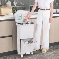 40L Slim Narrow Kitchen Gap Rubbish Bin Mobile Recycle Waste Pedal Bins on Wheel