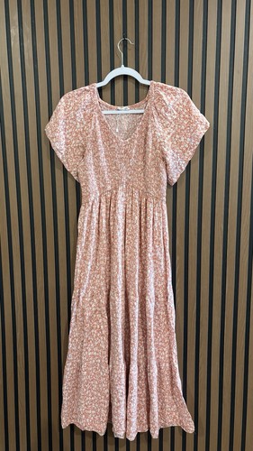 Pink floral maternity maxi - floral,