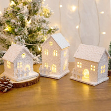 Lighted Wooden Snow Village