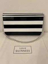 Lulu Guinness Black & White Striped Perspex Natalie Clutch Bag With Strap