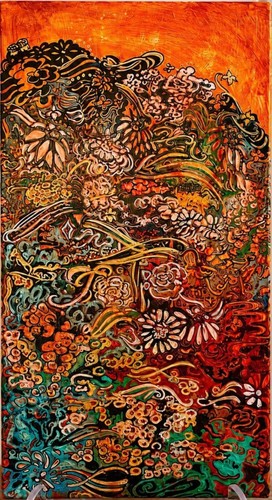 Flower tiger painting - flower,