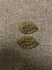 OTC Clifton shoulder title pair scarce badges 100% original with toned lugs