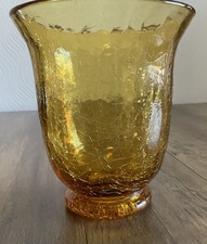 Vintage Amber Glass Crackle Glass Vase