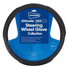 Van Black Luxury Steering Wheel Cover Glove Black Jumbo Grip