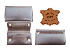 Real Genuine Leather Tobacco Pouch Baccy Case Organiser Wallet Rizla Slot Brown