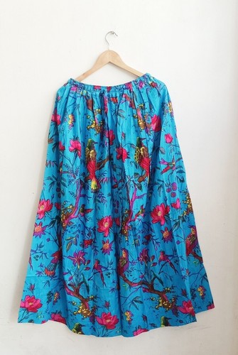 Blue printed skirt - printed, indian