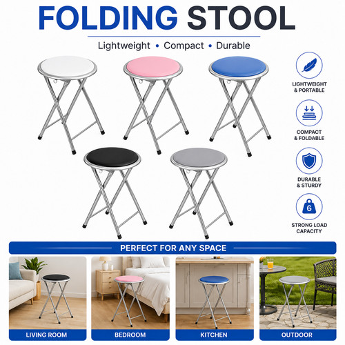 Round folding stool metal - folding,