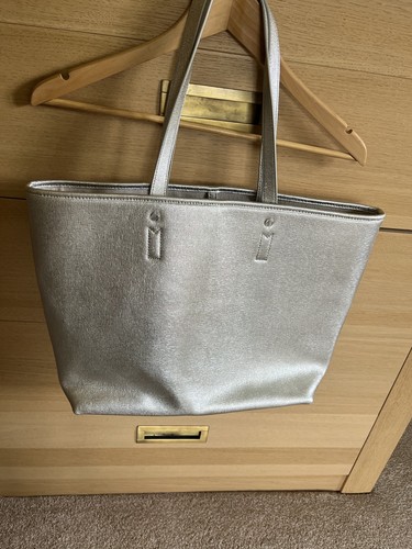 Jigsaw silver leather tote bag - leather,