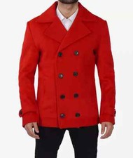 Double Breasted Wool Red Pea