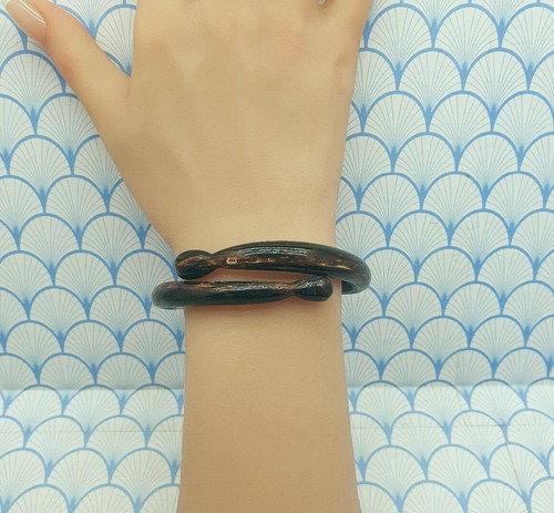 Hand carved horn bangle - carved,