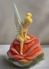 RARE Disney World Theme Park Tinkerbell On Rose Ceramic 20" Cookie Jar
