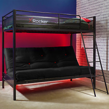 X ROCKER Stronghold Triple Sleeper Bunk Bed, Single High Sleeper & Double Futon