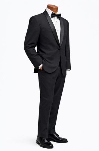 Black satin shawl lapel - black,