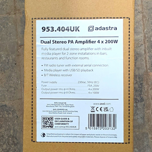 Adastra 953 404uk channel pa - adastra, 953.404uk