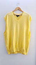 Mens Gents Tommy Hilfiger Golf Light Yellow Cable Knit Tank Top Jumper Size 3XL