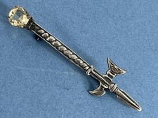 GOOD VINTAGE SCOTTISH SOLID SILVER & CITRINE CELTIC KILT PIN EDINBURGH 1972