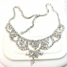 Vintage Rhinestone Garland Necklace Diamante Wedding Jewellery for Bride