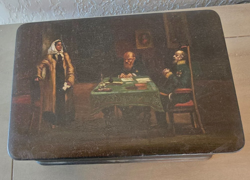 Antique russian lacquer box - lacquer,