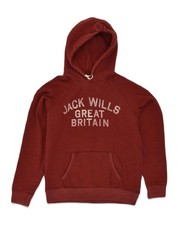 JACK WILLS Mens Graphic Hoodie Jumper Medium Red Cotton TM07
