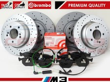 FOR BMW M3 E46 3.2 FRONT REAR SPORT DRILLED BRAKE DISCS BREMBO PADS WEAR SENSOR