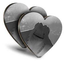 2x Heart MDF Coasters - BW -