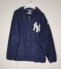 Vintage Adidas Team New York Yankees Full Zip Fleece Hoodie Navy Mens Size...