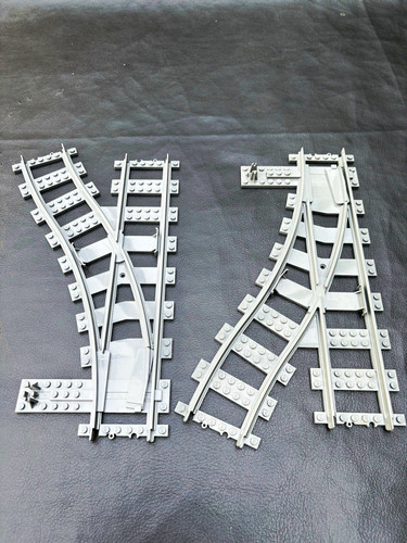Lego grey train tracks points - grey,