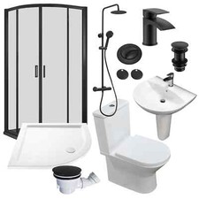 Rene Black Shower Suite 800mm or 900mm Quad Inc Basin Toilet and Valve Option