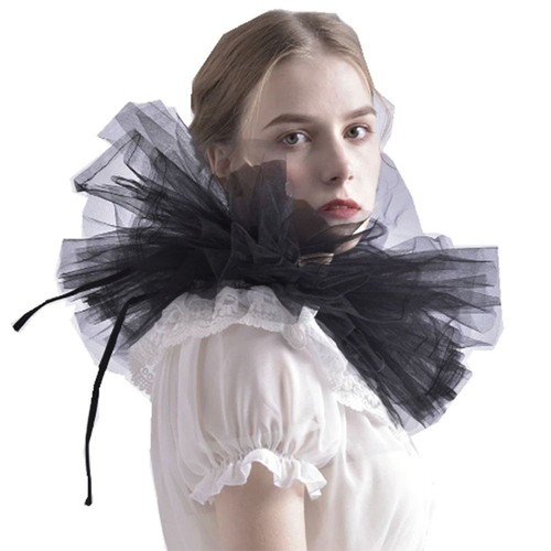 Ruffled lace fake collar - ruffled,