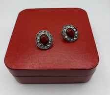 Vintage Red Coral & Rhinestone