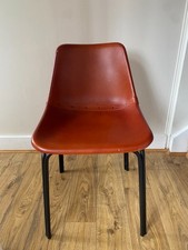 Made.com Lodi dining chairs x 4, dark tan leather, black metal legs