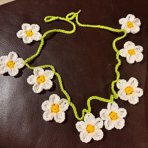 Crocheted daisy chain bunting - crocheted,